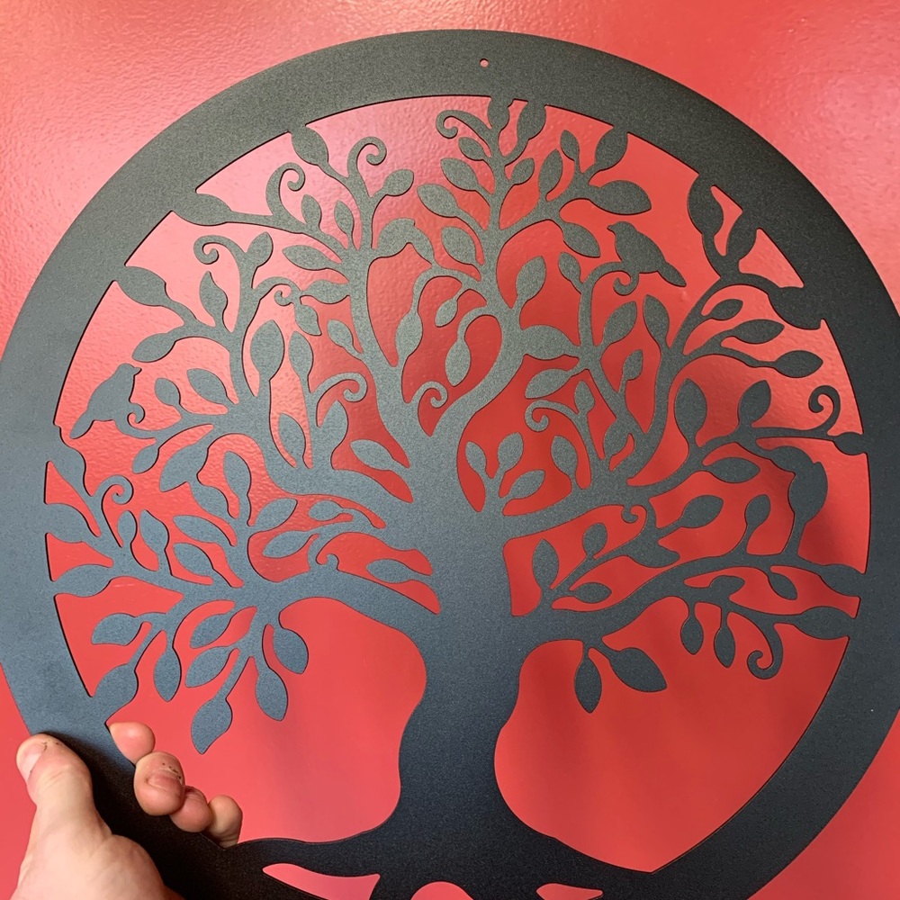 Steel cut out tree of life.